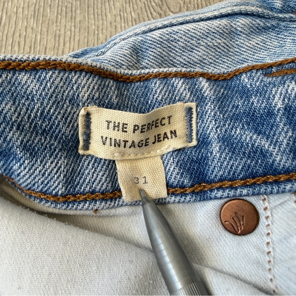 Madewell Jeans Womens Size 31 The Perfect Vintage Jean Distressed Blue Denim - Picture 5 of 13